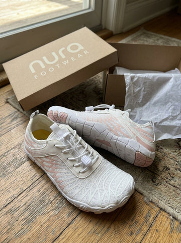 Customer wearing Nura barefoot shoes