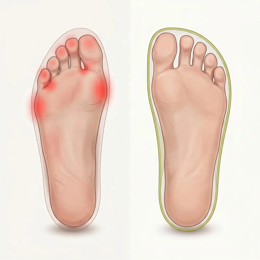 Comparison between regular shoes and Nura barefoot shoes